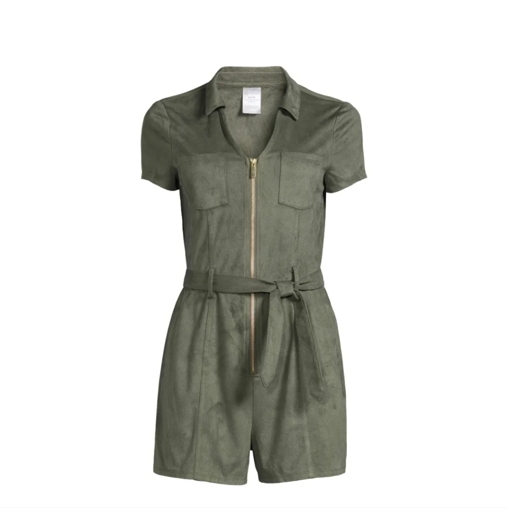 NEW NO BOUNDARIES Junior Khaki Green Utility Romper XXL - Picture 4 of 13